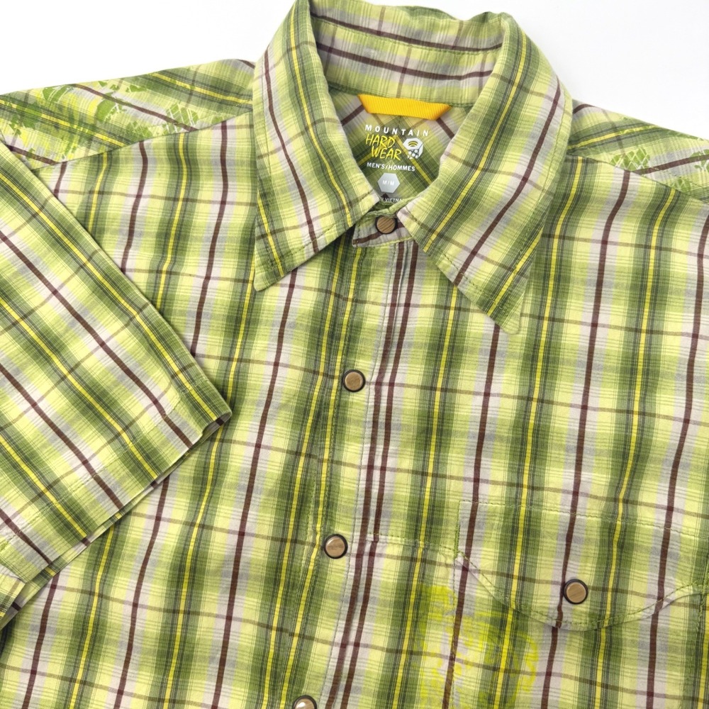 Mountain Hardwear Mens Medium Green Plaid Short Sleeve Button Down Shirt